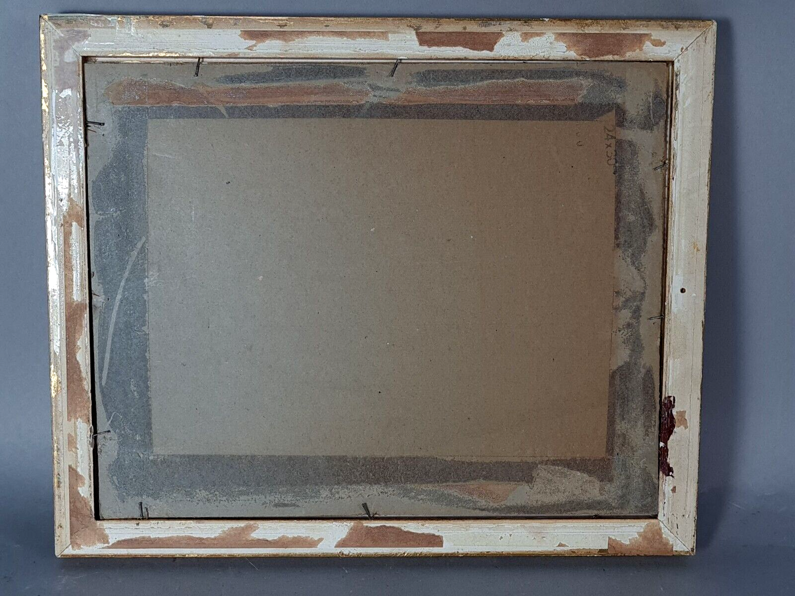 Beaded frame 34,5x28 foliage 30x24 cm gilded stucco wood with glass SB