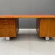 Bauhaus Walnut Writing Desk with Red Top