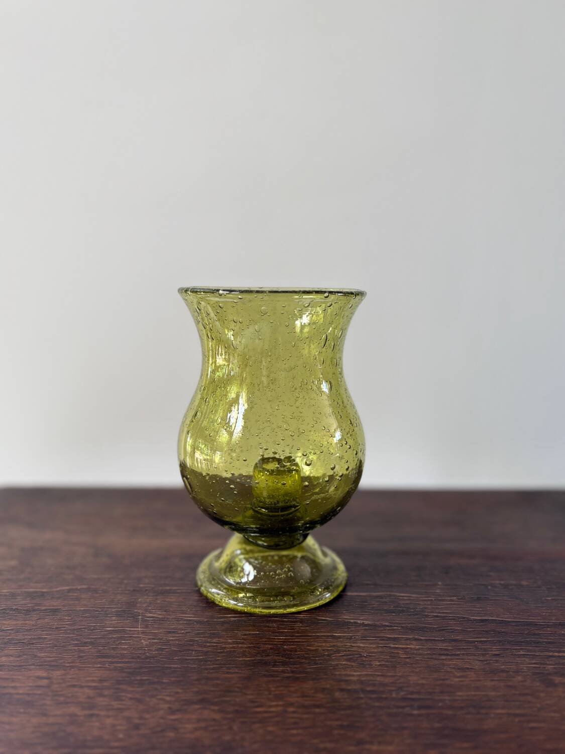 candle holder in biot green bubble glass from the 60s