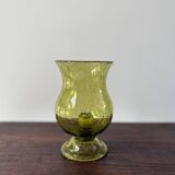 candle holder in biot green bubble glass from the 60s