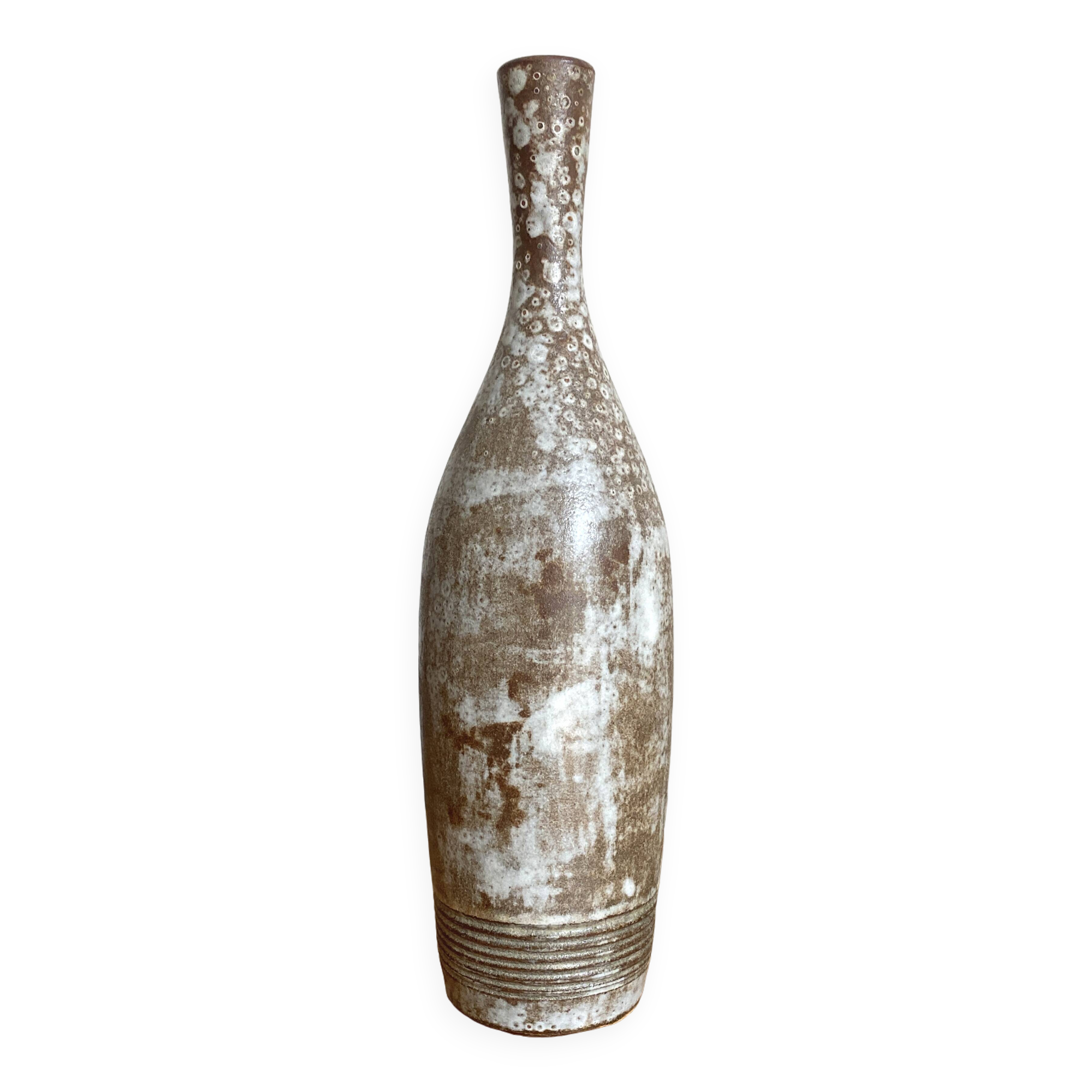 1950 enamelled ceramic vase signed A. Kostanda in Vallauris - H 30 cm perfect condition