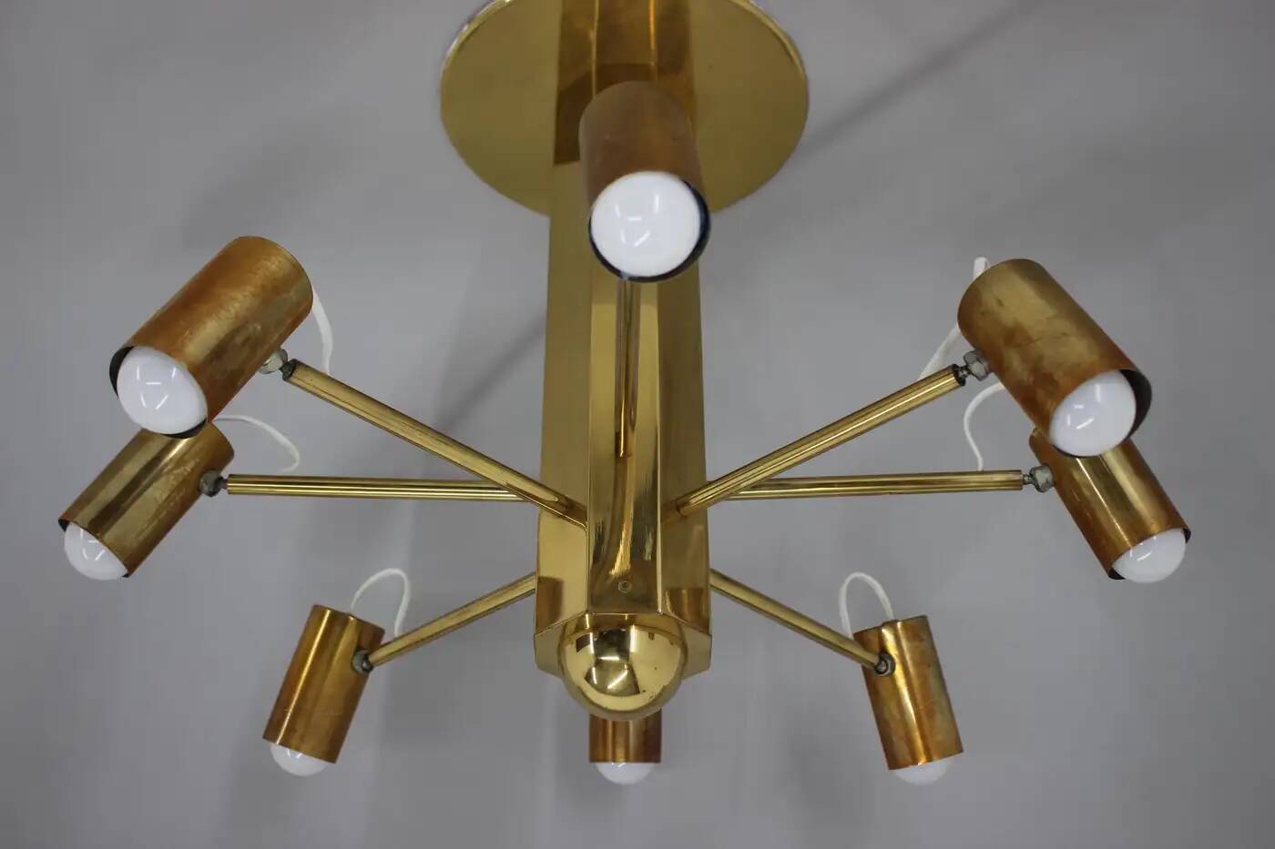 Midcentury Sputnik brass Space Age adjustable pendant/chandelier, 1970s