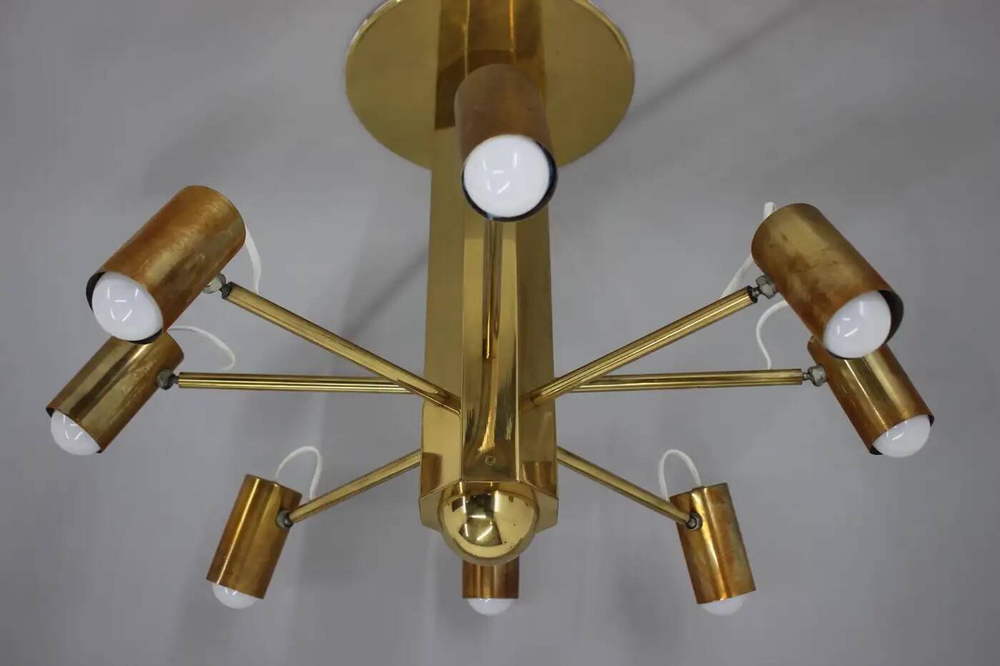Midcentury Sputnik brass Space Age adjustable pendant/chandelier, 1970s