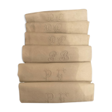 6 serviettes damassé lin/soie .monogramme  pc/pf/pb