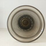 Smoked cut glass vase octagonal base