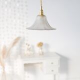 Pendant lamp in engraved and gilded glass