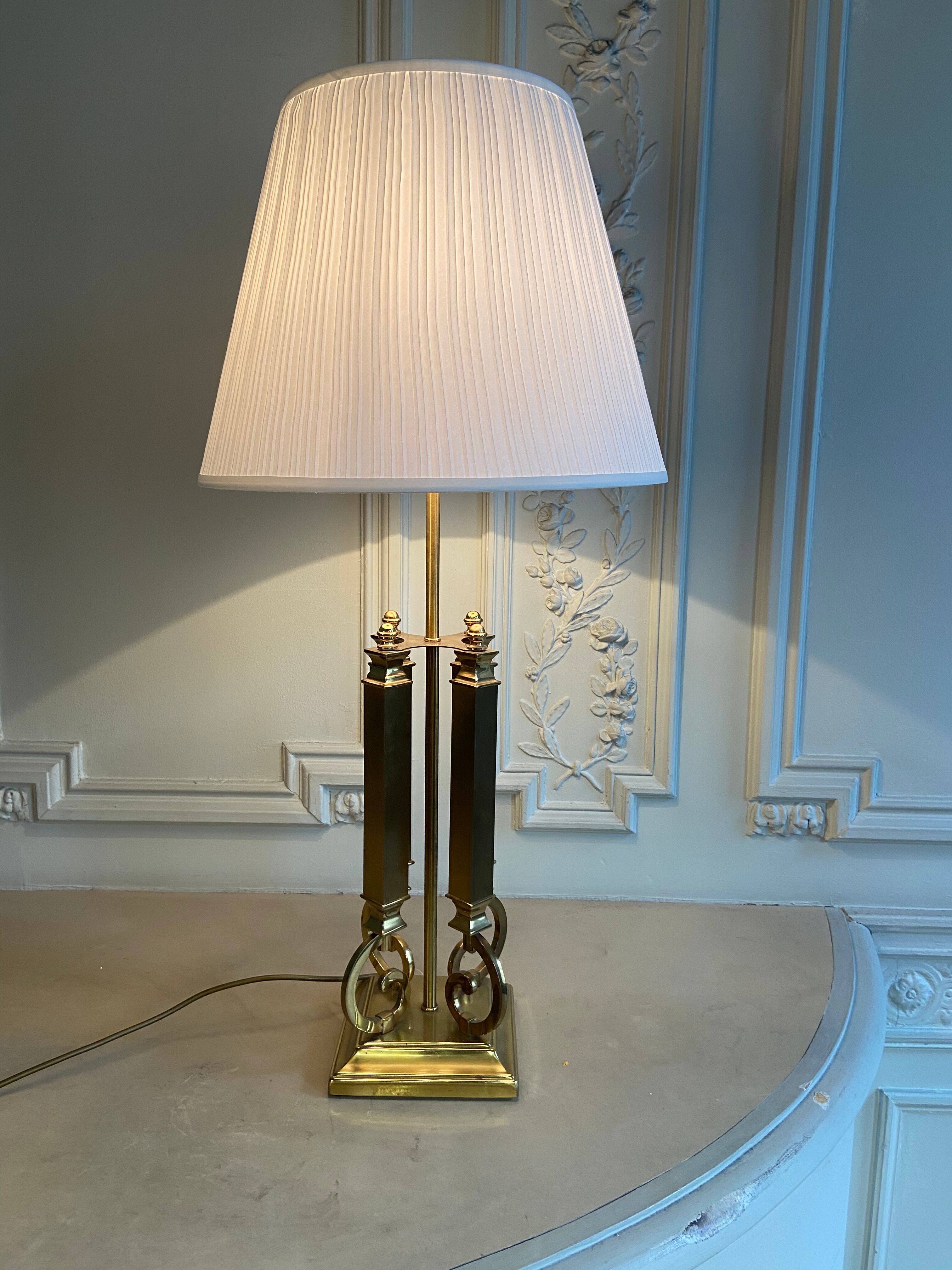 Imposing brass lamp, Deknudt, Belgium, 1970