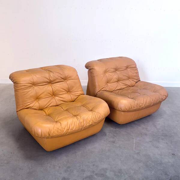 Ensemble de fauteuils en cuir vintage, années 1970