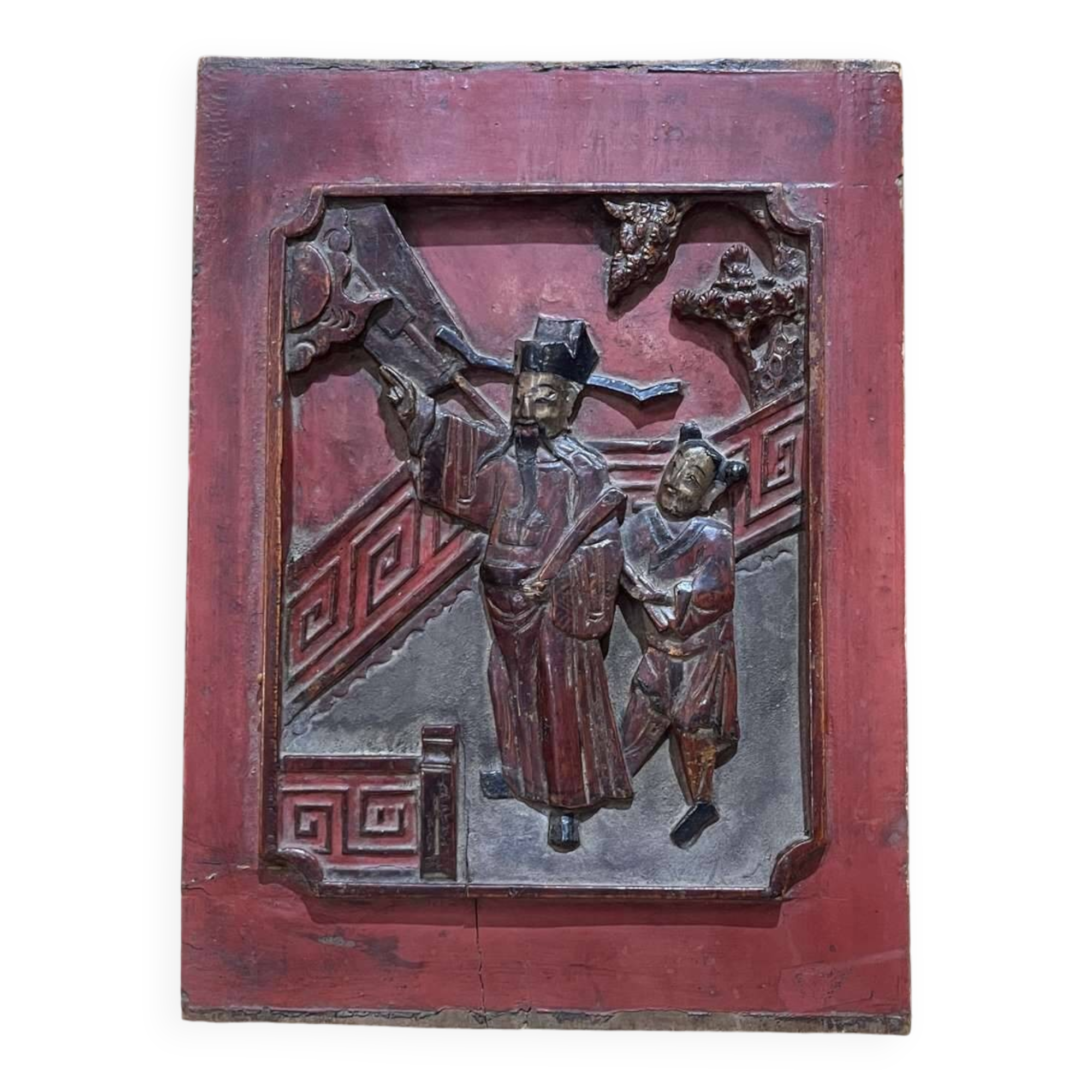 Chinese wooden bas-relief from the early 20th century.