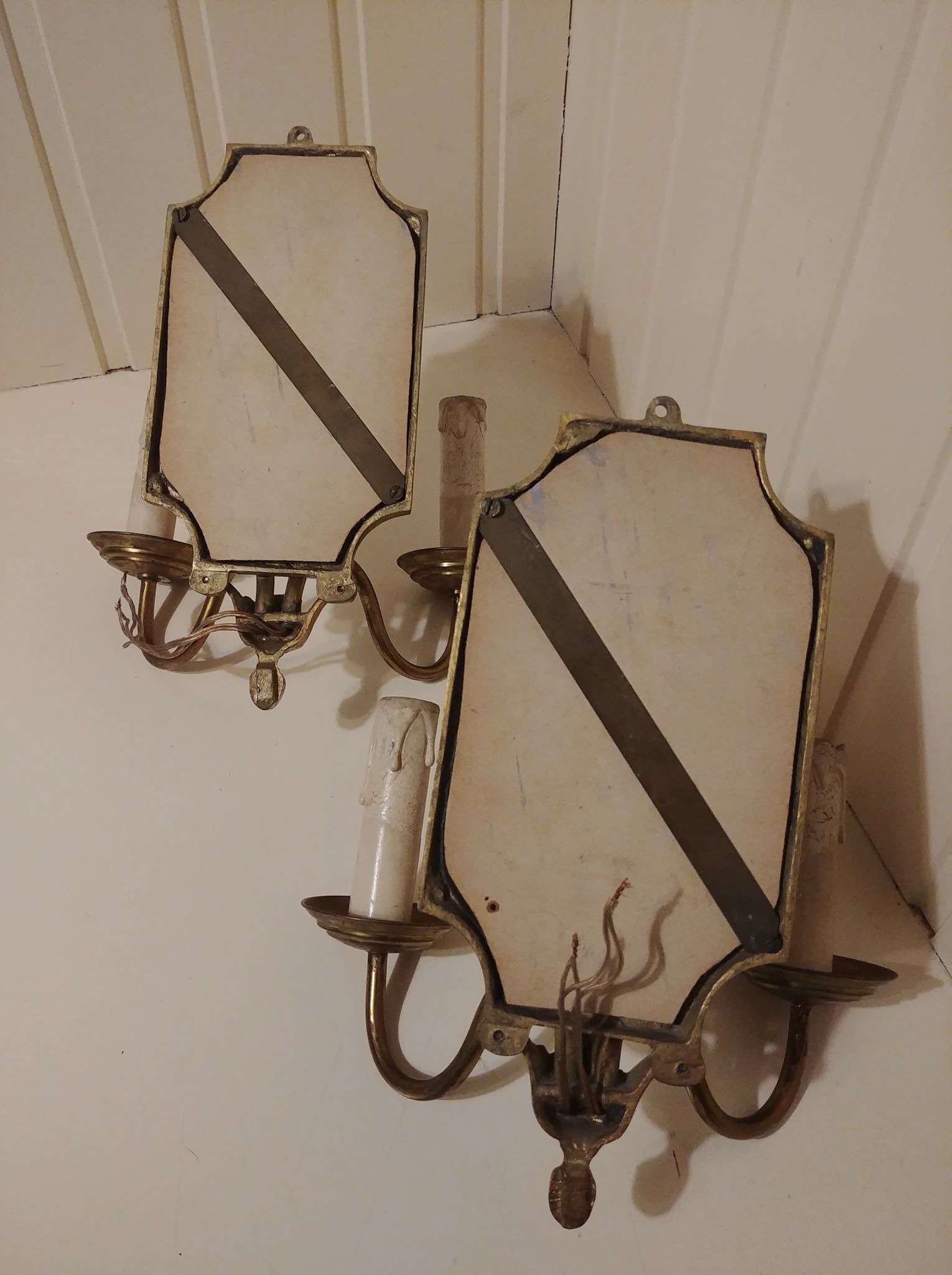 Pair of gold bronze wall lamps