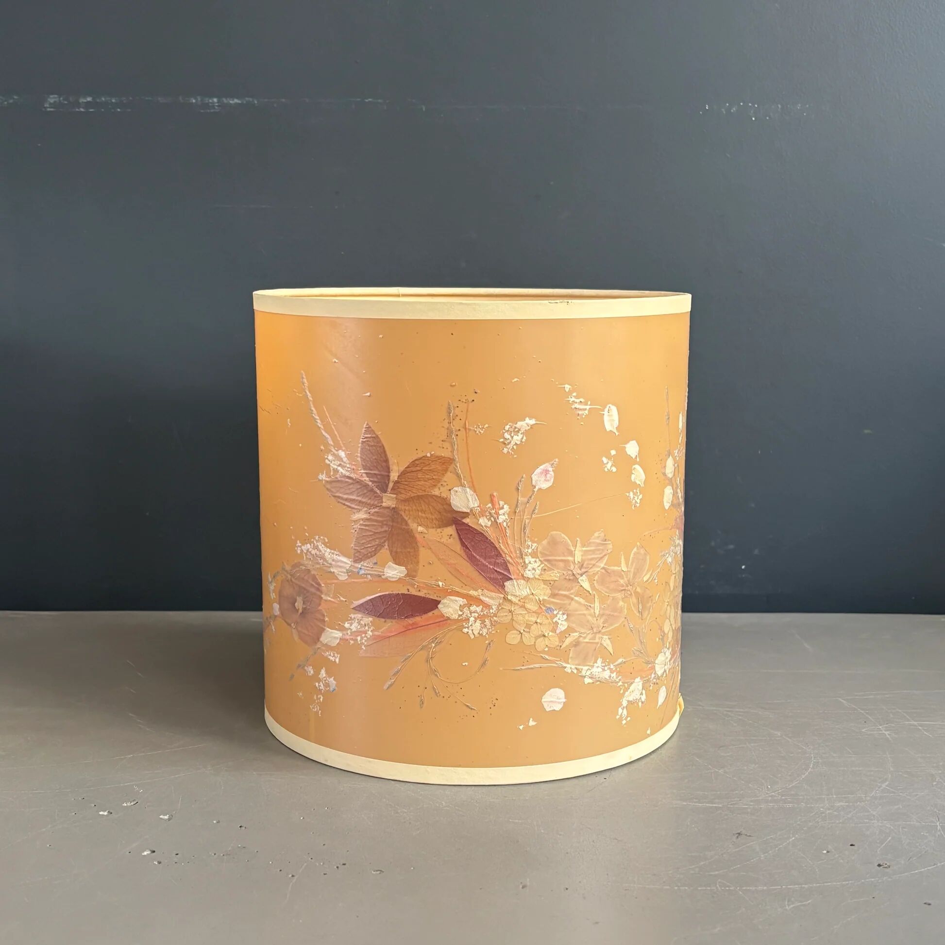 Vintage lampshade with dried flowers