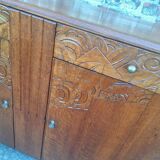 Art Deco buffet wooden tray, antique china cabinet
