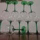 Lot of 10 Old green-stemmed wine glasses from Alsace Engraved vine decoration ARC crystal