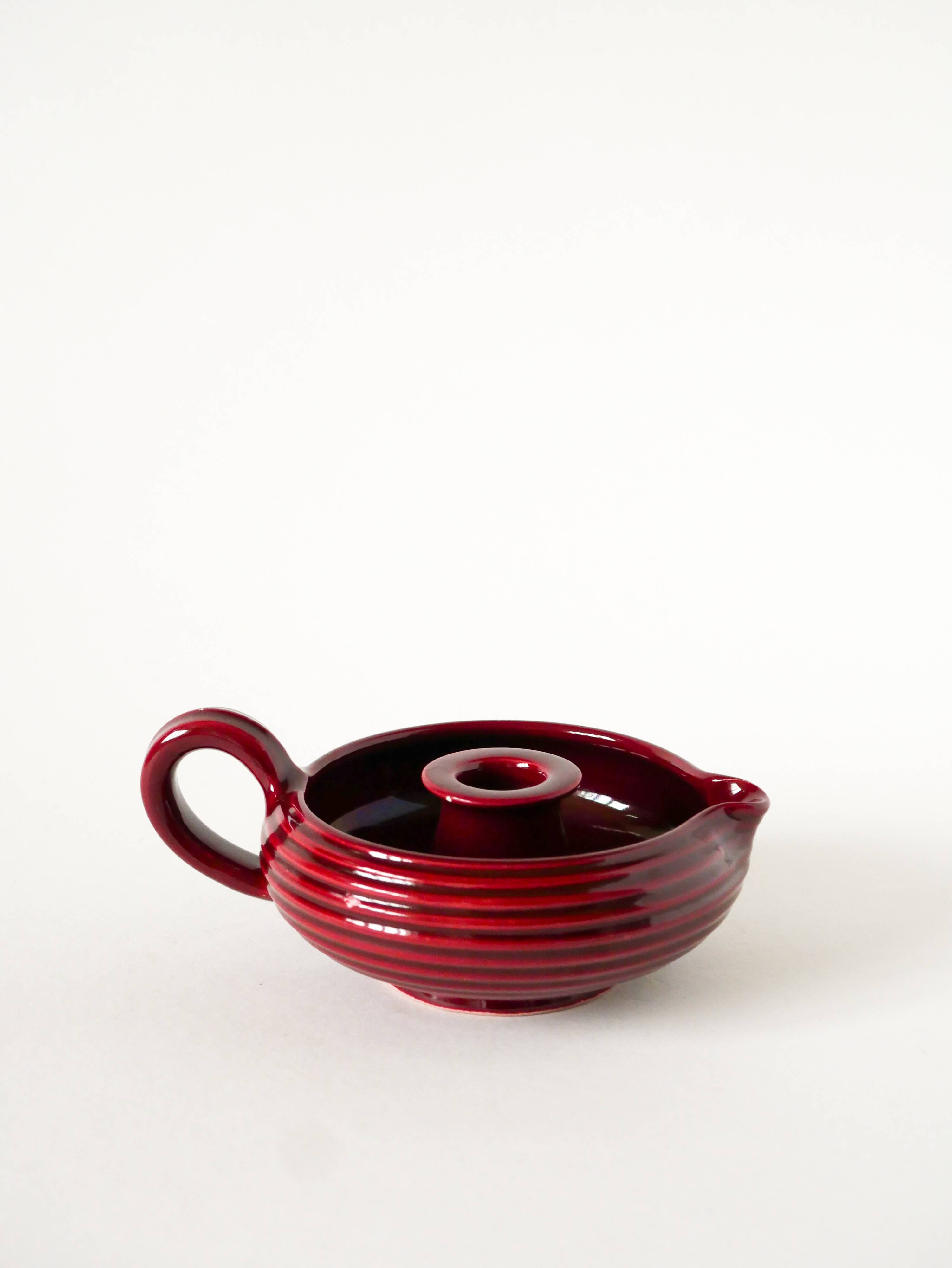 Large ceramic candle holder, Bordeaux, signed Vallauris, 1970