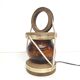 Marine lamp float amber blown glass wood and rope