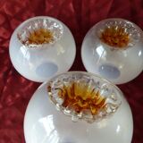 Series of 3 globes, vintage lampshades.