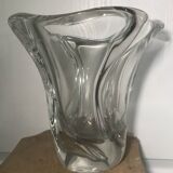 Crystal vase signed daum france free form 4.4 kg