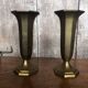 Pair of old art deco vases in vintage brass