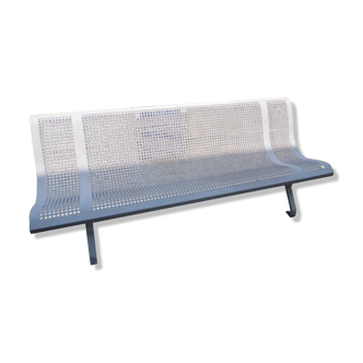 Old public wrought iron bench painted white - 50s
