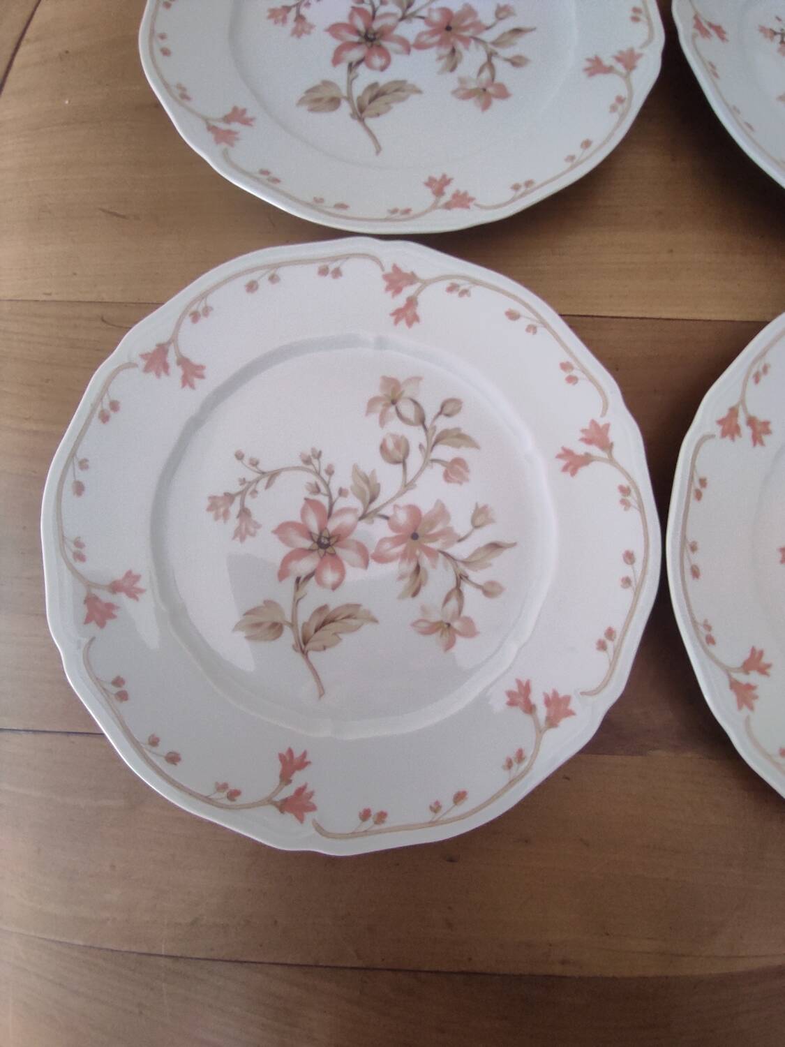 Set of 6 Limoges porcelain dinner plates by Deshoulières