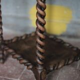 Antique turned wood bedside table with drawer, side table, nightstand