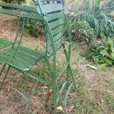 Antique folding garden chairs with wooden slats