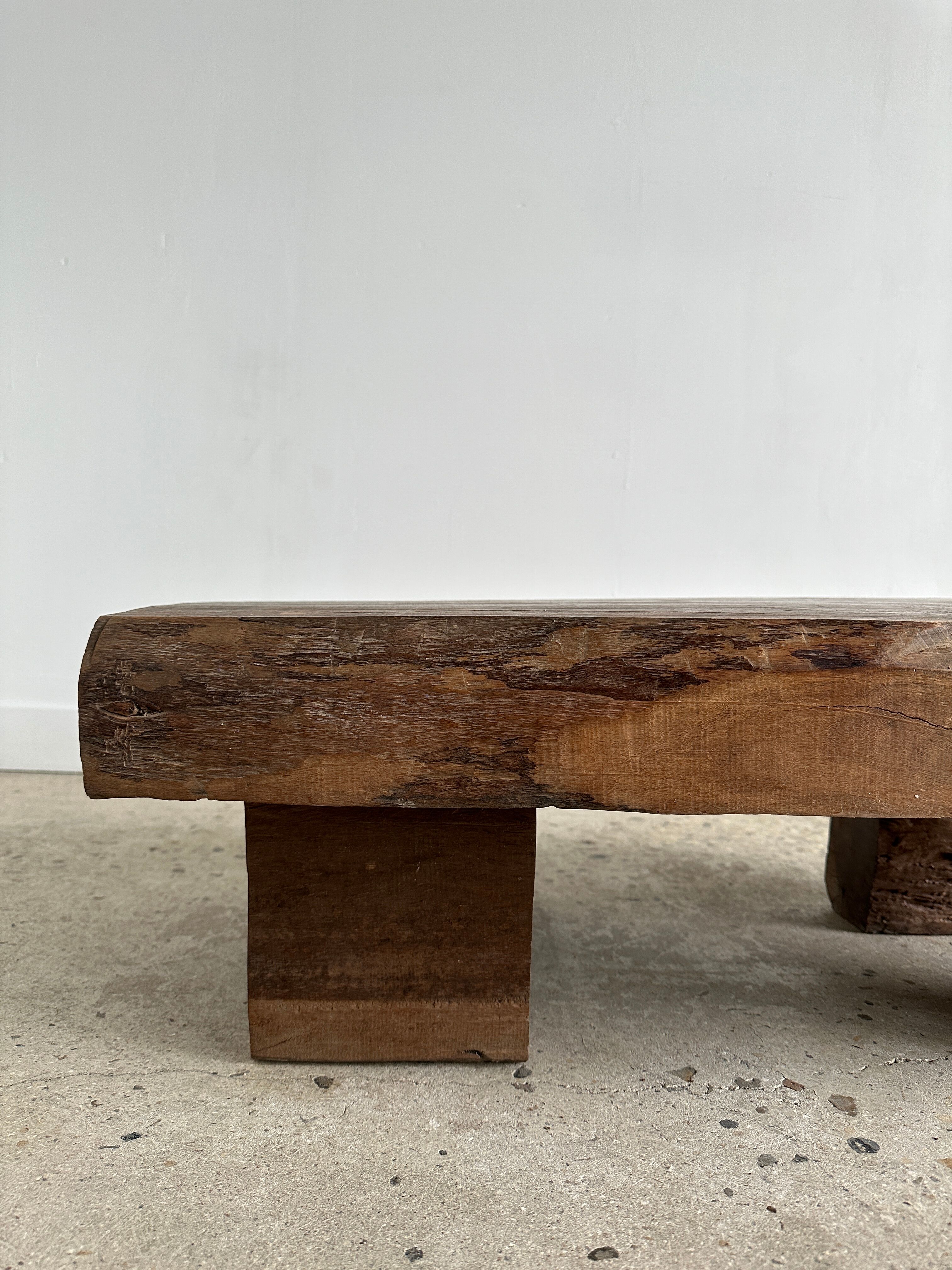 Asian solid wood quadripod brutalist coffee table H30 L81 l42