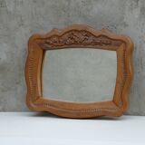 Hand-carved wooden mirror