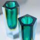 Flavio Poli Murano Sommerso Vases, Green & Yellow Glass, Set of Two