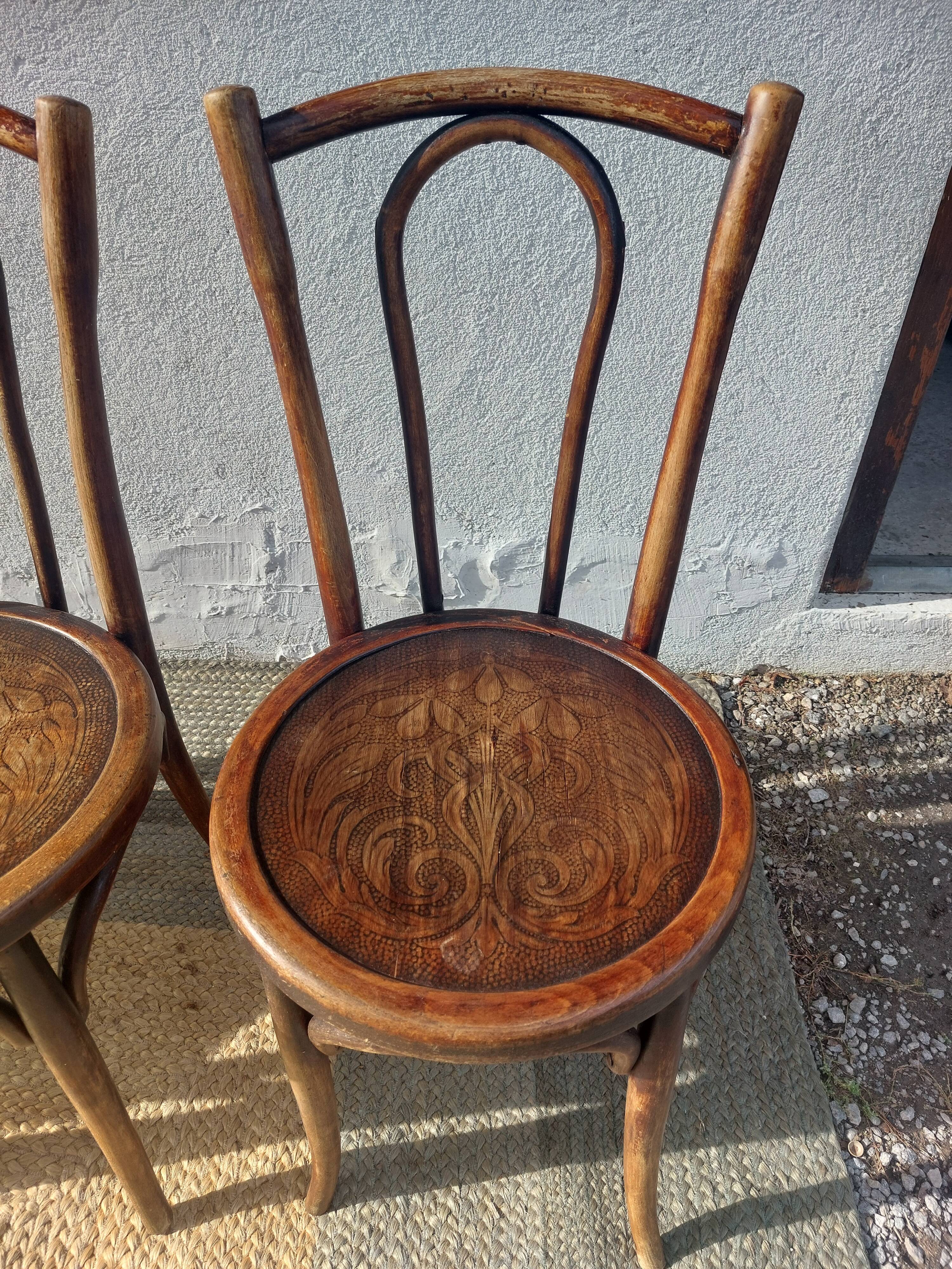 Set of 5 Buchon bistro chairs in curved wood