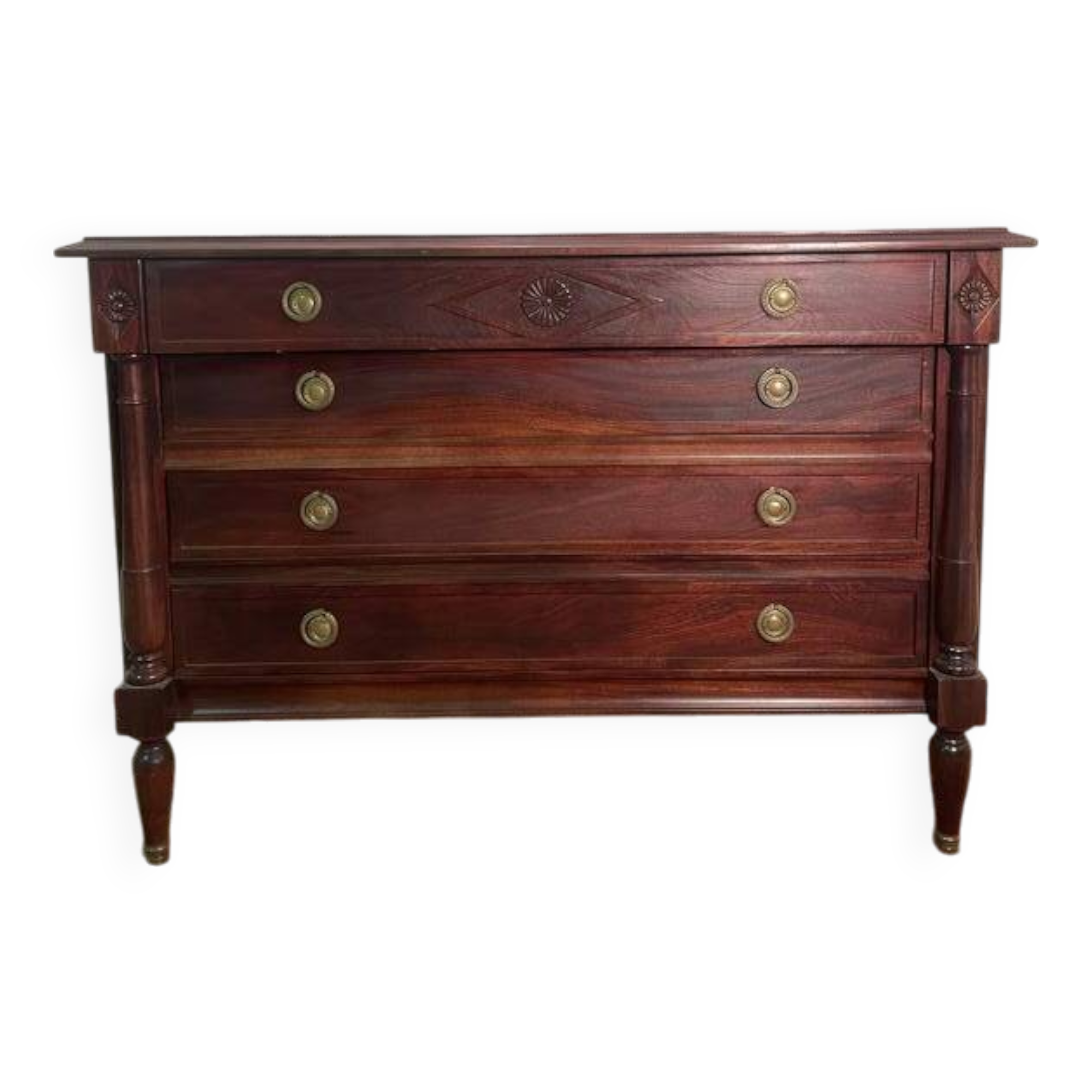 Empire style chest of drawers in solid mahogany