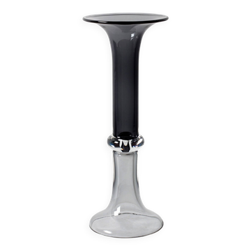 Rare Vintage Tall Elegant Grey Shades Bicolor Vase / Portugal / 1970s