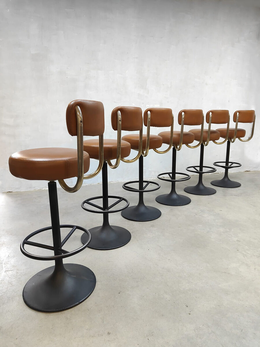 Midcentury swedish brass bar stools Borje Johanson