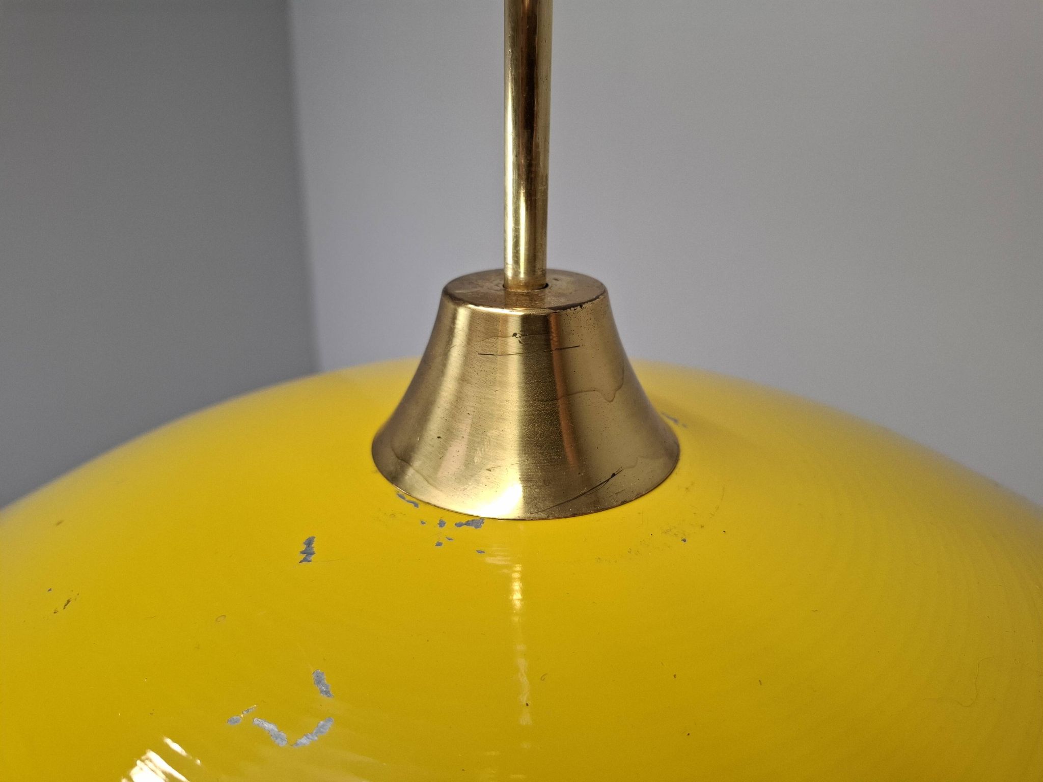 1970s Ludib Mid-Century Pendant Lamp in Yellow Metal, Brass and Glass