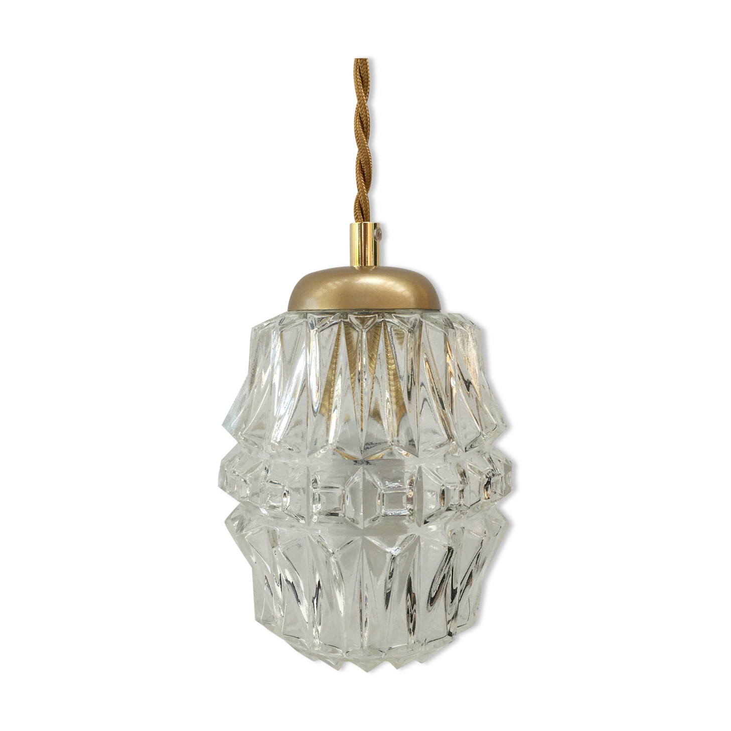 Vintage molded glass pendant lamp