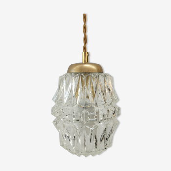 Vintage molded glass pendant lamp