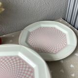 San Marciano psychedelic pink gingham plates - rare