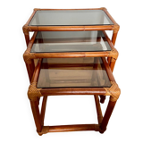 Bamboo and rattan nesting tables
