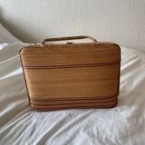 Striped wicker handbag briefcase