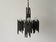 Three-armed suspended lamp in wrought iron, brutalist design, 1960s, Italy.