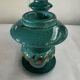 Art Deco candlestick in green and gold glazed ceramic, attributed to Vallauris