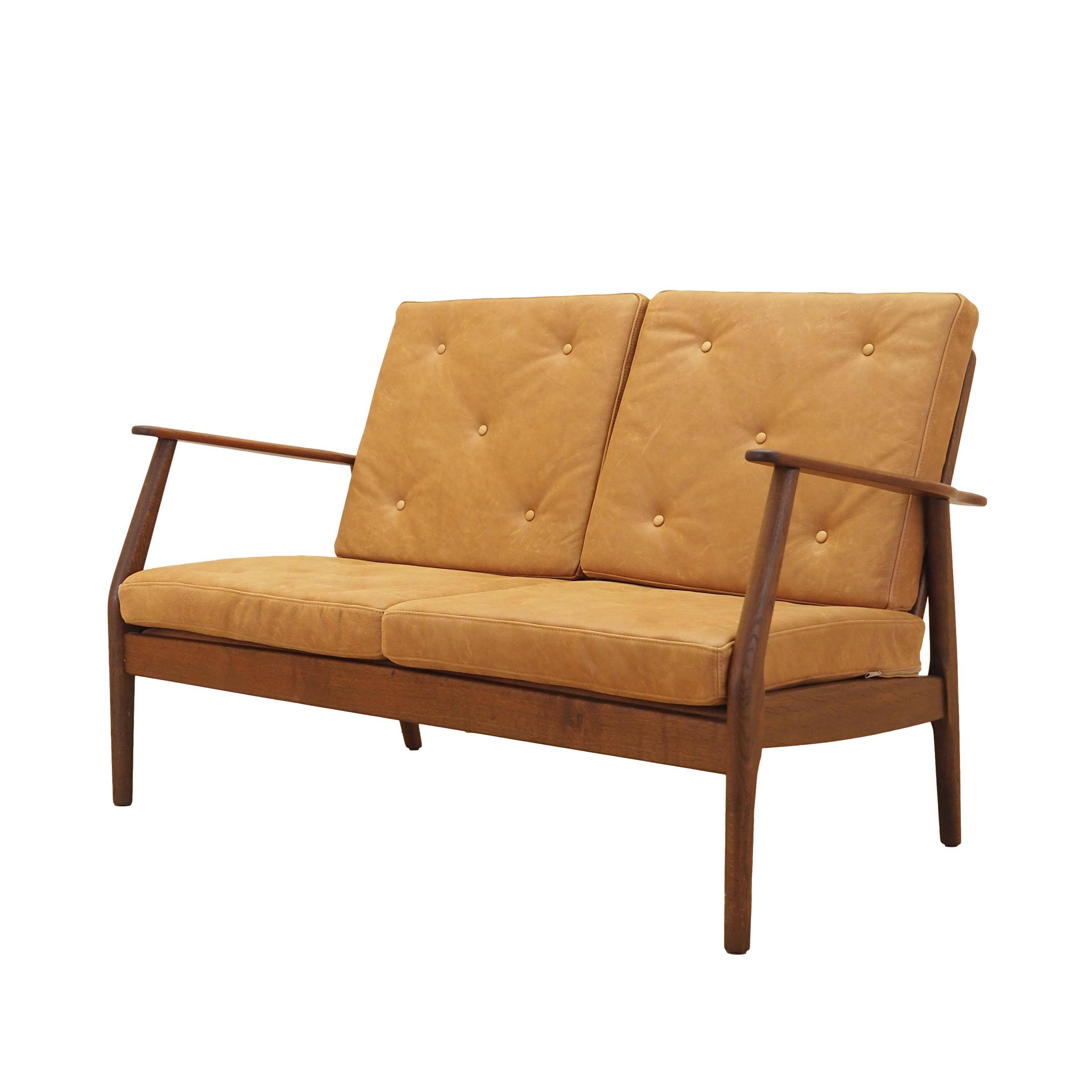 Danish oak sofa with leather upholstery, 1960s