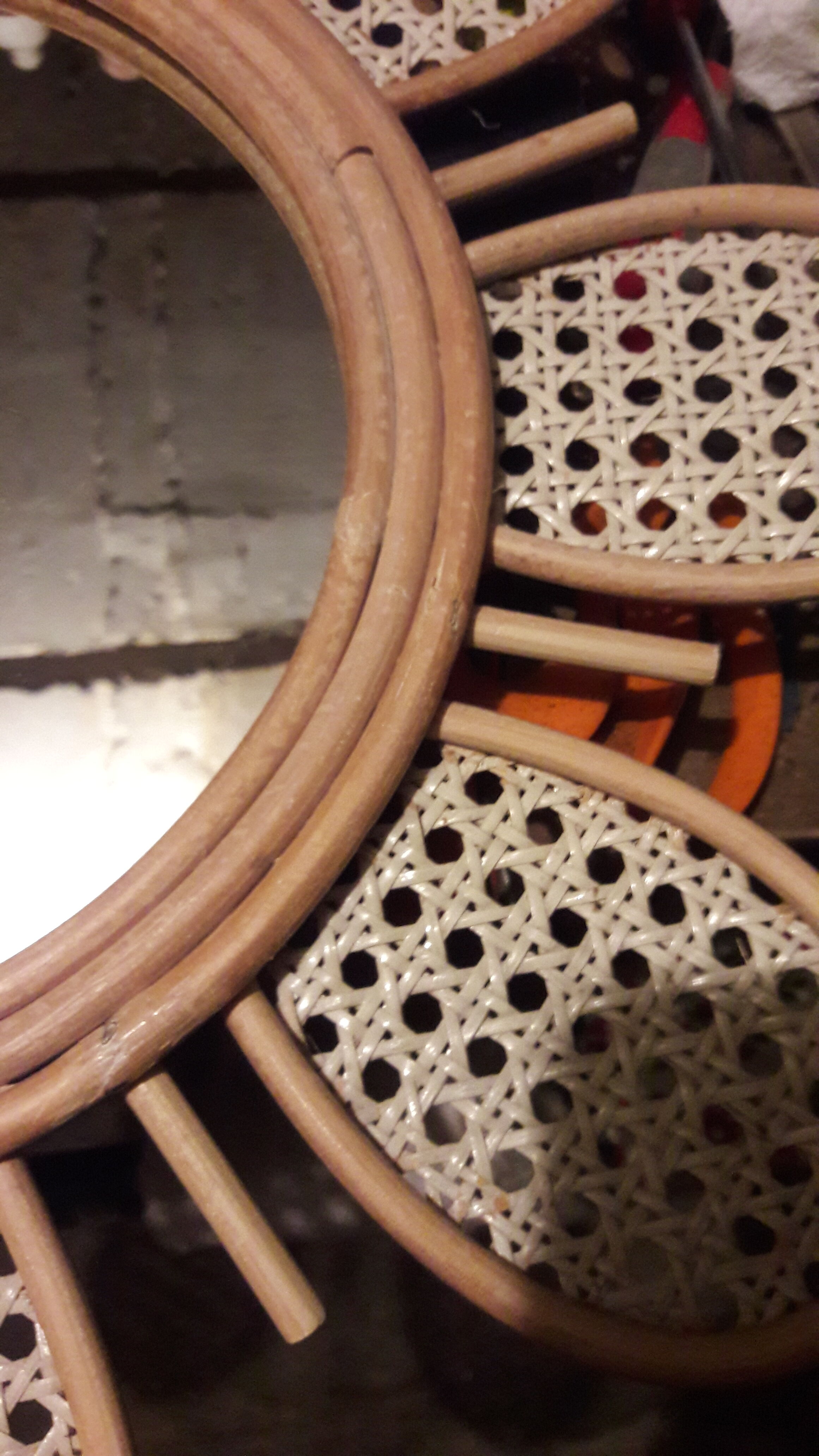 Rattan sun mirror and caning diameter 50cm