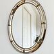 Vintage Spanish Venetian-style wall mirror, oval, brass, 1980s Hollywood Regency