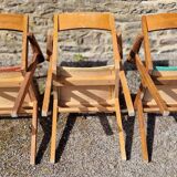 Set of 3 bridge armchairs with compass legs from the 50s/60s