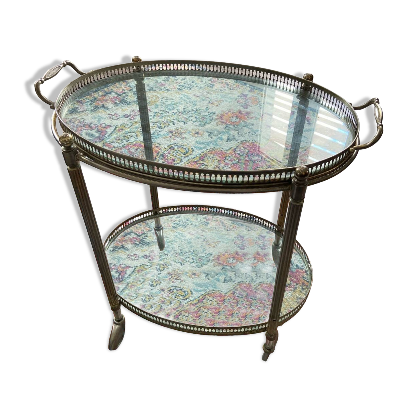 Glass and meral coffee table