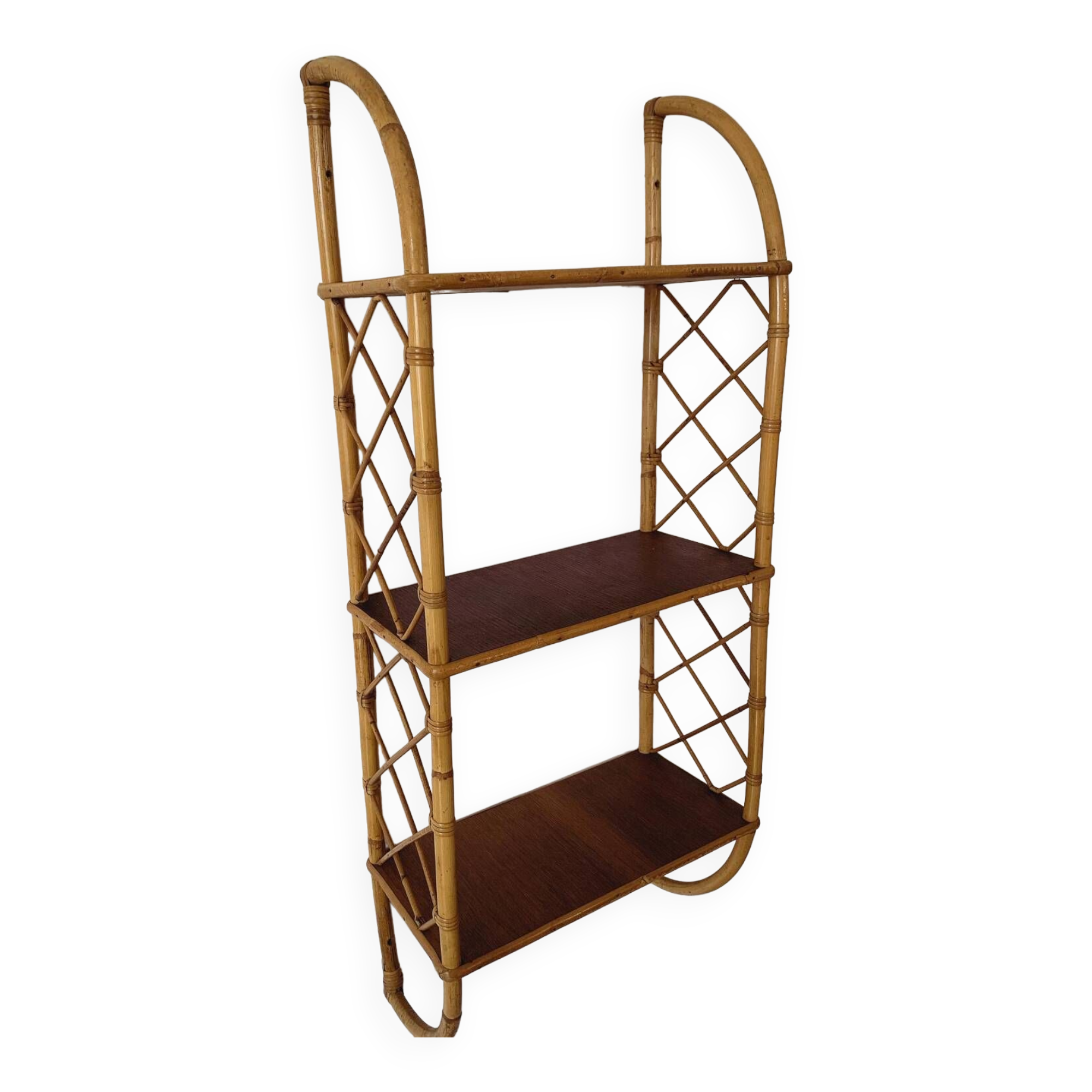 Vintage wall shelf in bamboo and wood