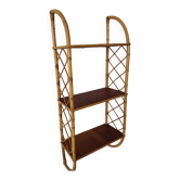 Étagère murale vintage en bambou et bois