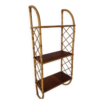 Vintage wall shelf in bamboo and wood