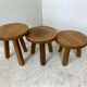 Tables d’appoint vintage brutalistes en chêne années 1960, ensemble de 3